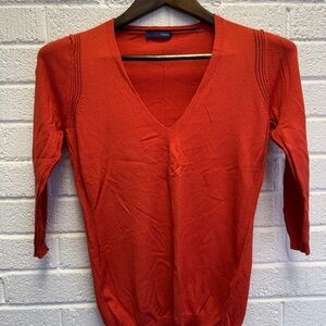 Trussardi Red V-Neck Sweater Slim Fit
